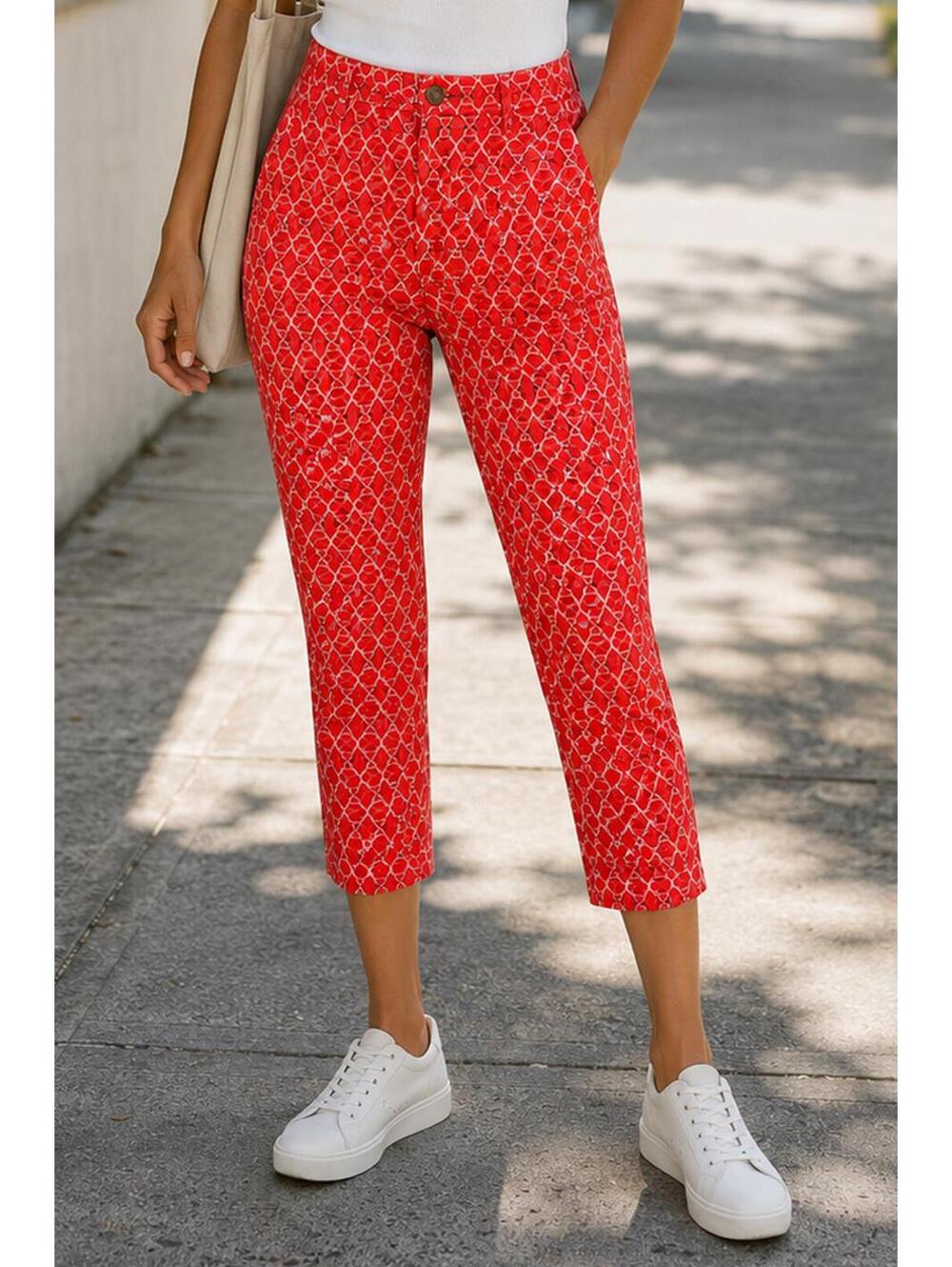Joe Fresh Womens Slim Crop‎ Red Pants Size 2 Mid Rise